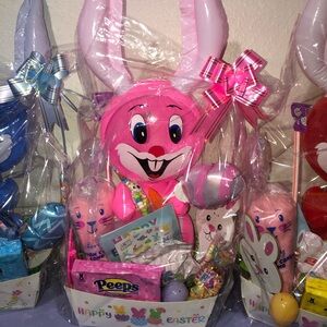 Easter Bunny Gift Basket with Pink Accents